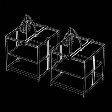 3D Printer Wireframe Stock Illustration