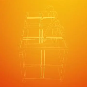 3D Printer Wireframe 库存插图