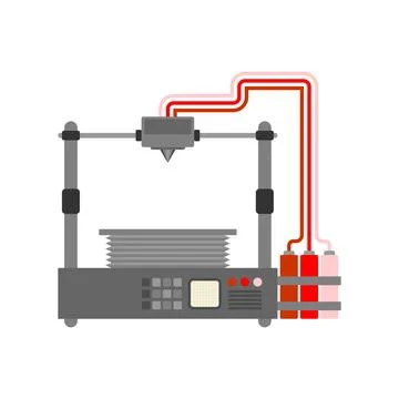 3D printer without printing any object. Futuristic technology concept. Idea.. Stock Illustration