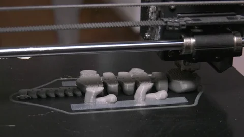 3D printer at work. 3D farm print plastic products. Stock Footage 126335829