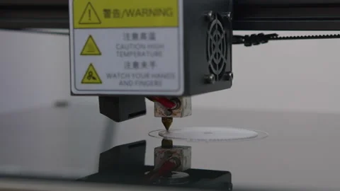 3D Printer At Work. 3D Printing White Object. Detail, Close Up. Panning. Видео 226193777