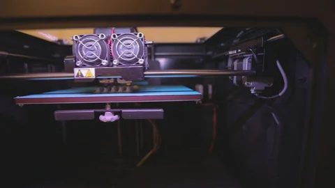 3D printer working. 3D printer printing an object from plastic. Automatic three Stock Footage 111826259