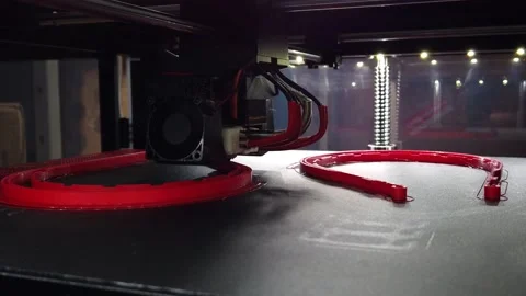 3D printer working. 3D printer, printing with plastic wire filament Stock Footage 134837515