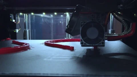 3D printer working. 3D printer, printing with plastic wire filament Stock Footage 134837530