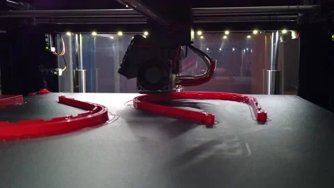 3D printer working. 3D printer, printing with plastic wire filament Stock Footage 134837546