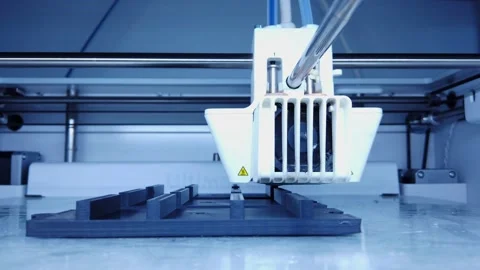 3D printer working. 3D printer, printing with plastic wire filament Stock Footage 140222943