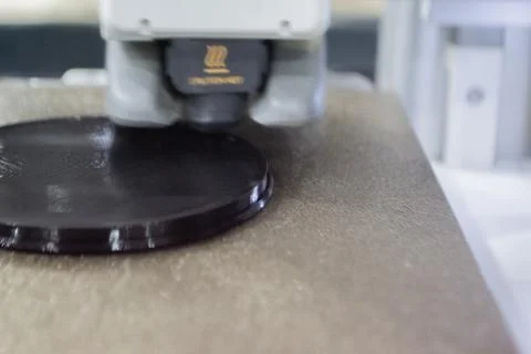 3D printer Working 3D printer process printing object molten black plastic Stock Photos