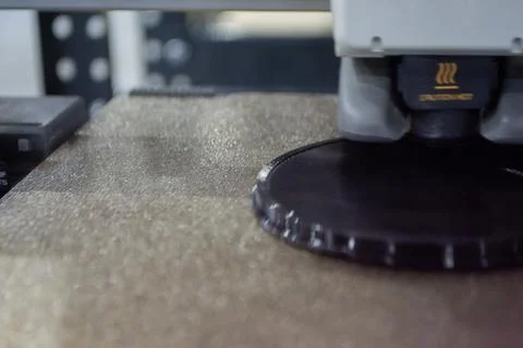 3D printer Working 3D printer process printing object molten black plastic Stock Photos