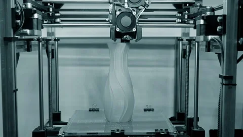 3D printer working. Action of head 3D printer. 3D printing process. Stock Footage 156414432