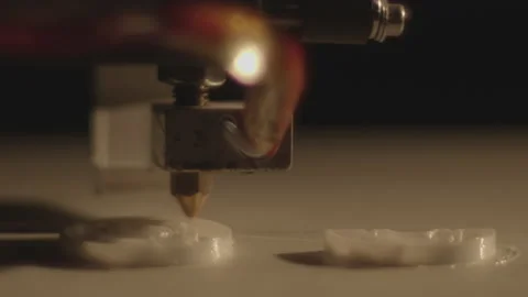 3D printer working and printing. Close up. Stock Footage 145897398
