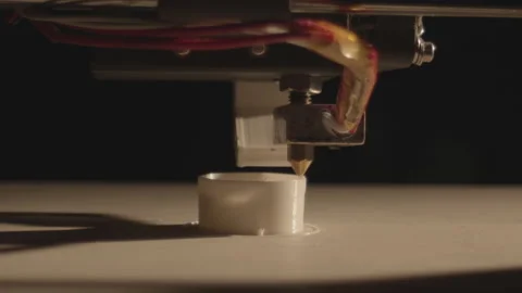 3D printer working and printing. Close up. Stock Footage 145903075