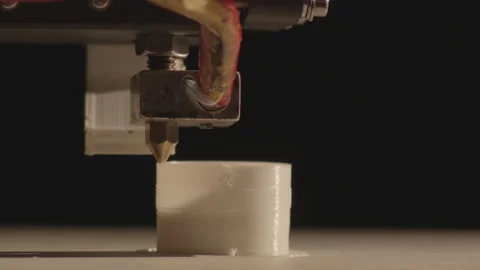 3D printer working and printing. Close up. Video stock 145904391