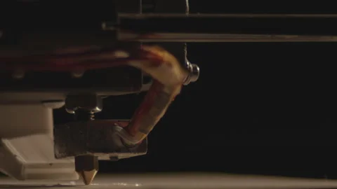 3D printer working and printing. Close up. Stock Footage 145906305