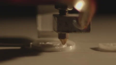 3D printer working and printing. Close up. Stock Footage 145906332