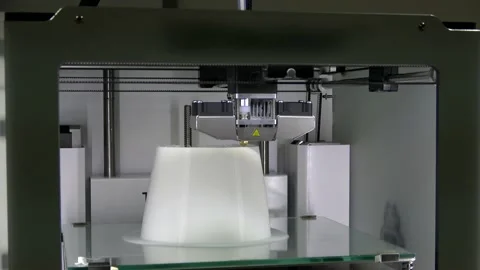 3D printer working. Automatic three dimensional 3d printer performs plastic. 4K. Stock Footage 131980386