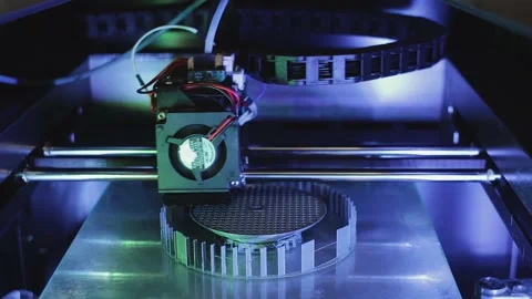3D printer working close-up. High-tech fast printing of bulk plastic parts with Stock Footage 160408208