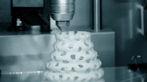 3D printer working. Fused deposition modeling, FDM. 3D printer printing Stock-Footage 108768646