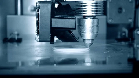 3D printer working. Fused deposition modeling, FDM. 3D printer printing Stock Footage 108808951
