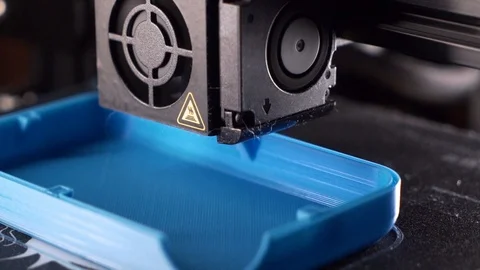 3D printer working. Fused deposition modeling, 3D printer printing an object Stock Footage 114650018