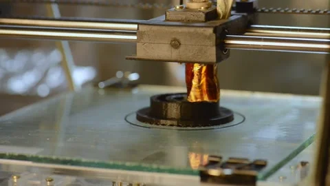 3D printer working. Fused deposition modeling. Stock Footage 135801578