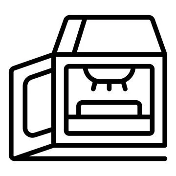 3d printer working with open door and light operating Stock Illustration