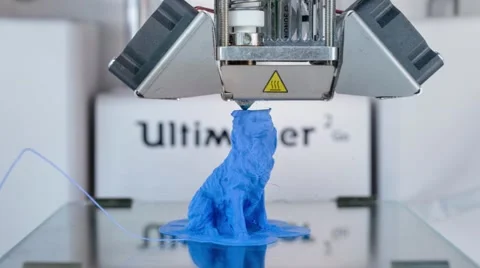3D printer working - printing a blue dog - TL - CU Stock-Footage 65217892