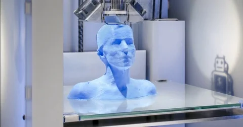 3D printer working, printing a female bust close up- 4K Time lapse video, TL, CU Vidéo 69997266