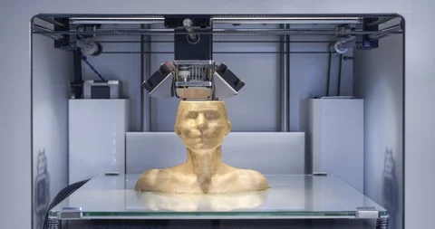3D printer working, printing a female bust - CU - 4K Vidéo 90477836