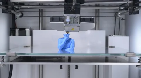 3D printer working, printing a human bust Stock Footage 67603736
