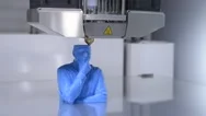 3D Printer Working, Printing A Human Bust - Close Up Stock Footage