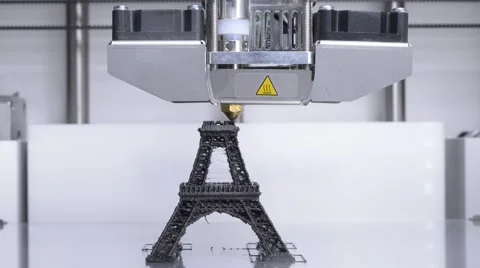 3D printer working, printing a model of the Eiffel Tower Stock Footage 67604166