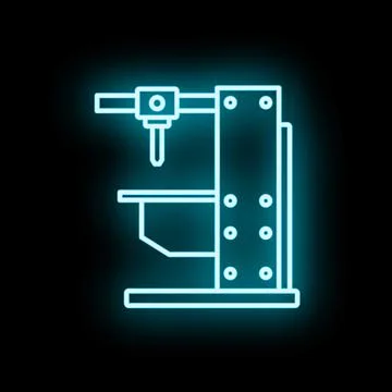 3d printer working process neon glow icon イラスト素材