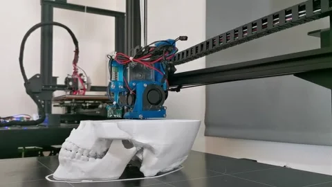 3D printer working with skull design. Stock Footage 272565939