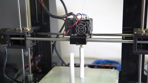 3D printer working.Black 3d printer makes material. Video stock 122701269