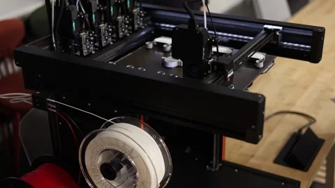 3D printer works and creates Stock Footage 286048329