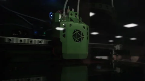 3D printer works close-up. 3D high-tech digital printer computer machine in acti Stock Footage 120610610