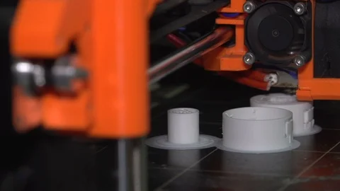 3D printer.3D printing plastic part, detail. 06 Stock Footage 91092326