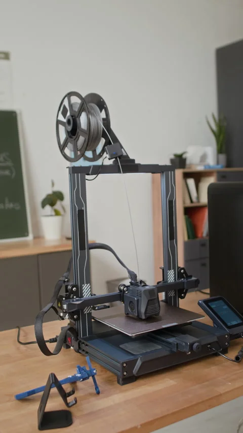 3D Printers And Modeling Notes Inside Modern Classroom Stock Footage 335690056