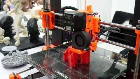 3D printers are printing digital images from computers in 3D form. Image Video stock 111270344