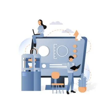 3D printing and additive manufacturing concept vector illustration Stock Illustration