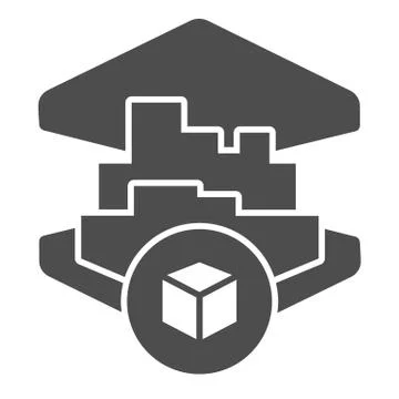 3D printing building solid icon. 3d house printing vector illustration isolated Ilustración de archivo