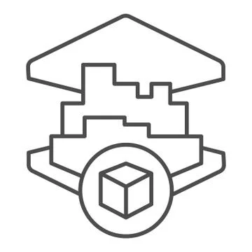 3D printing building thin line icon. 3d house printing vector illustration Ilustración de archivo