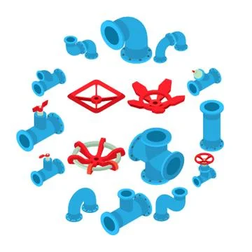 3d printing button icons set, isometric style Stock Illustration