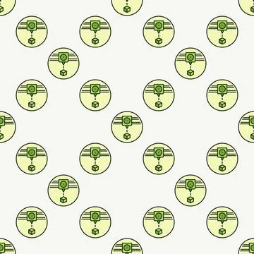 3D Printing in Circle vector Additive Manufacturing colored seamless pattern Stock Illustration