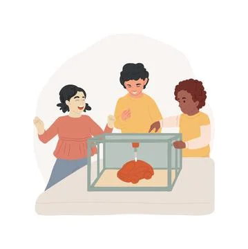 3d printing class isolated cartoon vector illustration. Stockillustratie