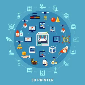 3d Printing Design Composition Stock Illustration