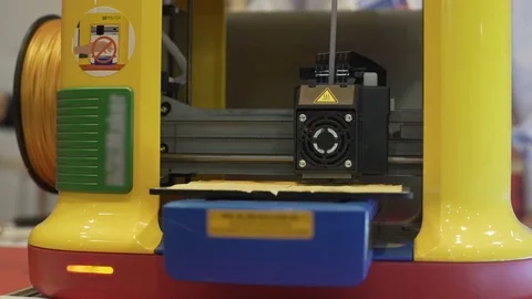 3d printing of detail, creating object with three dimensional technologies Stock Footage 83357313
