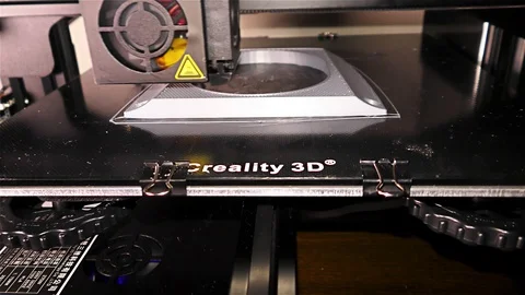 3D Printing Detail - Silver 3D Printing Piece Stock Footage 99659635