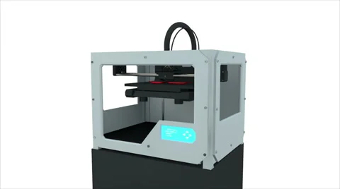 3D printing device creating a 3D text. The whole process is speeded.  Stockbeeldmateriaal 65458175