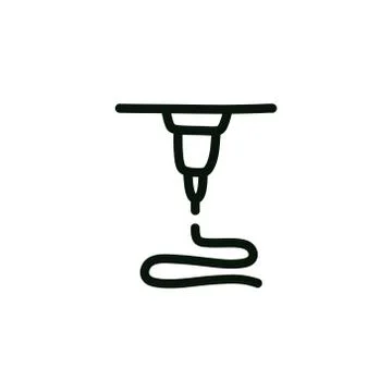 3d printing doodle icon, vector line illusration Stock Illustration